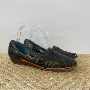 *Vintage* Cobbie Black Leather Huarache Sandals